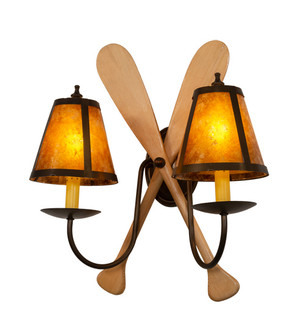 Paddle Two Light Wall Sconce in Antique Copper,Natural Wood (57|216852)