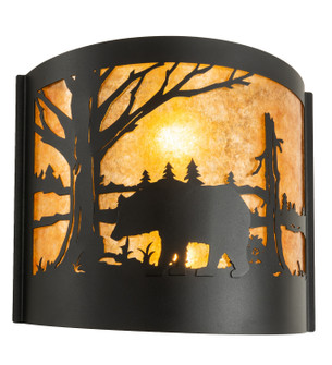 Bear At Lake Two Light Wall Sconce in Black Metal (57|203180)