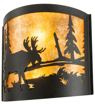 Moose At Lake Two Light Wall Sconce in Black Metal (57|203179)
