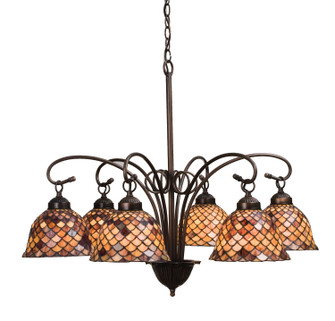 Tiffany Fishscale Six Light Chandelier in Mahogany Bronze (57|18634)