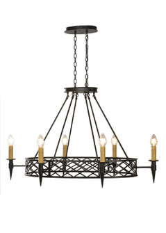 Topridge Six Light Chandelier in Black Metal (57|18600)