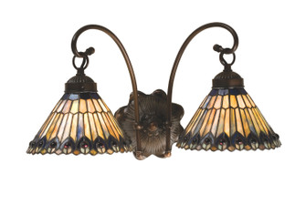 Tiffany Jeweled Peacock Two Light Wall Sconce in Mahogany Bronze (57|18526)