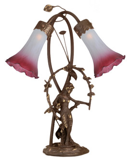 Pink/White Two Light Trellis Girl in Mahogany Bronze (57|16697)