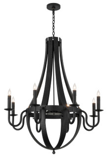 Barrel Stave Eight Light Chandelier in Black Metal (57|166800)