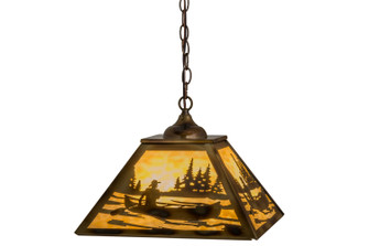 Canoe At Lake Three Light Pendant in Burnished Brass (57|164026)