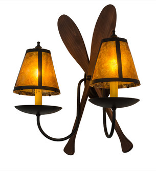 Paddle Two Light Wall Sconce in Black Metal,Natural Wood (57|163504)