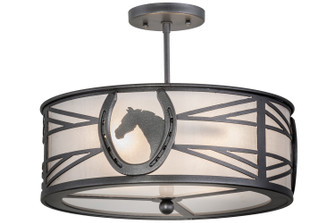 Horseshoe Two Light Semi-Flushmount in Black Metal,Pewter (57|162606)