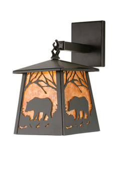 Bear At Dawn One Light Wall Sconce in Black Metal (57|15732)