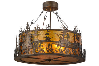 Bass And Fisherman Four Light Semi-Flushmount in Antique Copper (57|154444)