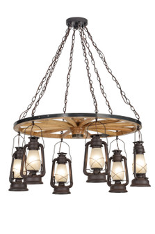 Miners Lantern Six Light Chandelier in Rust,Natural Wood (57|151906)