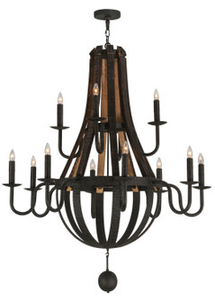 Barrel Stave 12 Light Chandelier in Black Metal (57|143858)