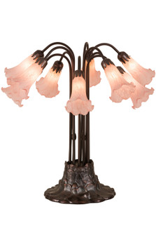 Pink Pond Lily Ten Light Table Lamp in Mahogany Bronze (57|14363)