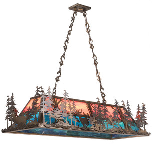 Deer Through The Trees Nine Light Oblong Pendant in Antique Copper (57|137642)