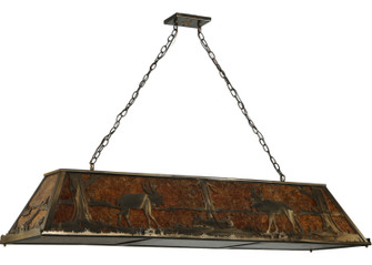 Moose At Lake Nine Light Oblong Pendant in Antique Copper (57|136728)