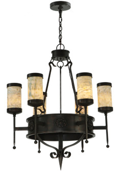 Lorenzo Six Light Chandelier in Gilded Tobacco Jade Stone Shades (57|135392)