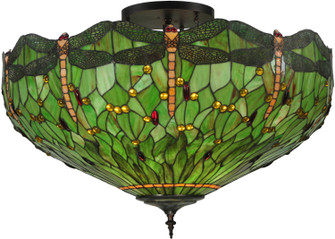 Tiffany Hanginghead Dragonfly Five Light Flushmount in Mahogany Bronze (57|130673)