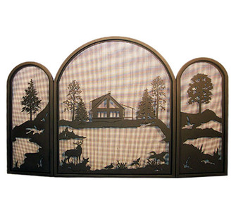 Quiet Pond Fireplace Screen in Black Metal (57|122977)