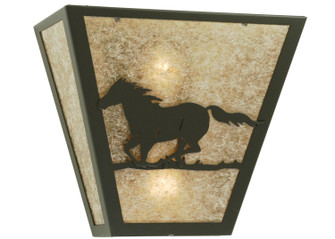 Running Horses Two Light Wall Sconce in Black Metal,Wrought Iron (57|112771)