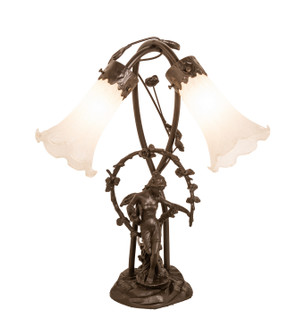 White Two Light Table Lamp in Mahogany Bronze (57|109504)