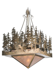 Deer At Lake Five Light Inverted Pendant in Antique Copper (57|106655)