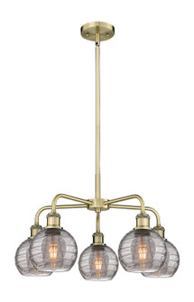 Downtown Urban Five Light Chandelier in Antique Brass (405|516-5CR-AB-G1213-6SM)