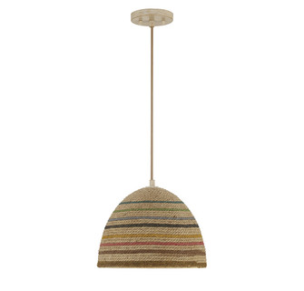 One Light Pendant in Matte White and Natural Rattan Color (446|M7034NRC)
