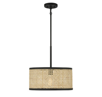 One Light Pendant in Natural Cane with Matte Black (446|M7018MBK)