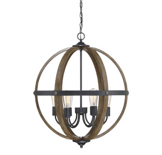 Mpend Six Light Pendant in Wood with Black (446|M70034WB)