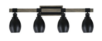 Tacoma Four Light Bath Bar in Matte Black & Painted Distressed Wood-look Metal (200|1844-MBDW-426-MB)