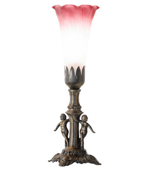 Pink/White One Light Mini Lamp in Antique Brass (57|262934)