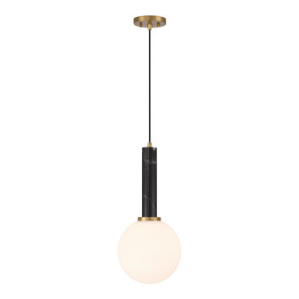 Callaway One Light Pendant in Black Marble with Warm Brass (51|7-2902-1-263)