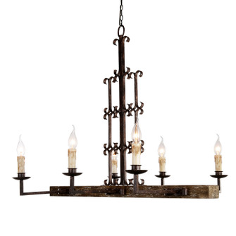 Glorenza Six Light Chandelier in Rustic Iron And Wood (374|H5121-6)