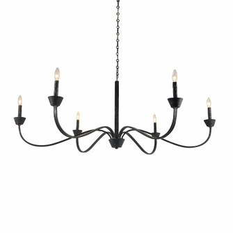 Sabine Six Light Chandelier in Hammer Black Iron (374|H20105-6BK)