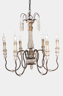 Luca Six Light Chandelier in French White With Gold (374|CHAN8056-6D)