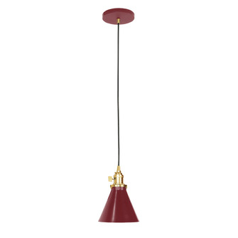 Uno One Light Pendant in Barn Red with Brushed Brass (518|PEB405-55-91-C23)