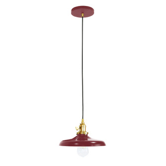 Uno One Light Pendant in Barn Red with Brushed Brass (518|PEB401-55-91-C21)