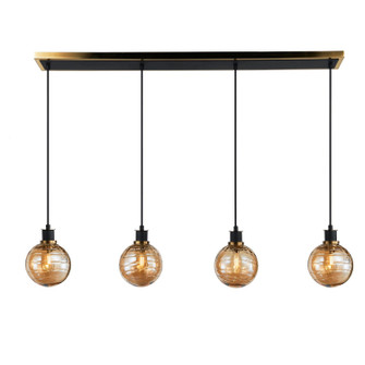 Gem Four Light Island/Pool Table in Black and Brushed Brass (78|AC11874AM)
