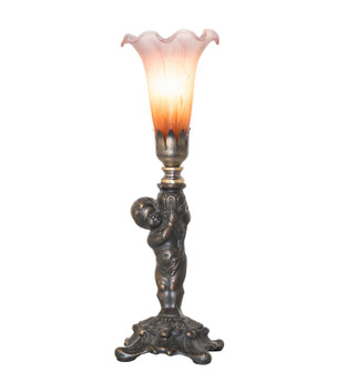 Amber/Purple Tiffany Pond Lily One Light Mini Lamp in Antique Brass (57|273019)