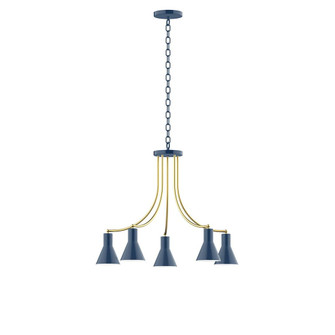 J-Series Five Light Chandelier in Navy with Brushed Brass (518|CHN436-50-91)