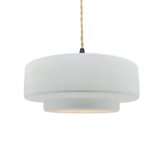 Radiance One Light Pendant in Gloss White (outside and inside of fixture) (102|CER-6543-WTWT-MBLK-BEIG-TWST)