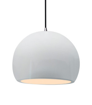 Radiance LED Pendant in Gloss White (outside and inside of fixture) (102|CER-6535-WTWT-ABRS-BEIG-TWST-LED1-700)