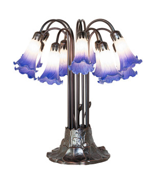 Blue/White Tiffany Pond Lily 12 Light Table Lamp in Mahogany Bronze (57|273426)