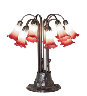 Seafoam/Cranberry Tiffany Pond Lily 12 Light Table Lamp in Mahogany Bronze (57|273099)