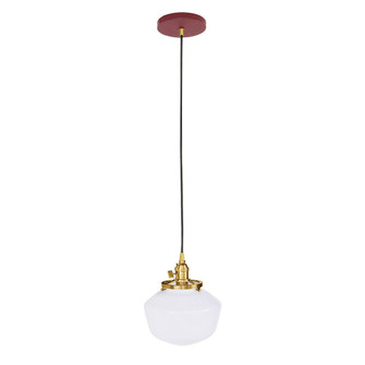 Uno One Light Pendant in Barn Red with Brushed Brass (518|PEB413-55-91-C25)