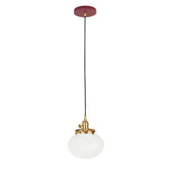 Uno One Light Pendant in Barn Red with Brushed Brass (518|PEB411-55-91-C27)