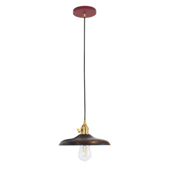 Uno One Light Pendant in Barn Red with Brushed Brass (518|PEB410-55-91-C16)
