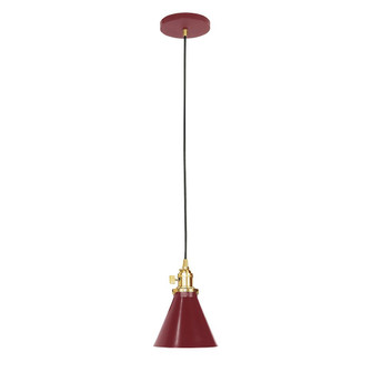 Uno One Light Pendant in Barn Red with Brushed Brass (518|PEB405-55-91-C26)