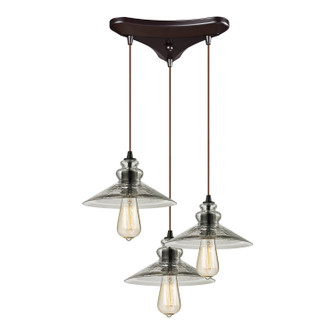 Hammered Glass Three Light Pendant in Oil Rubbed Bronze (45|10332/3)