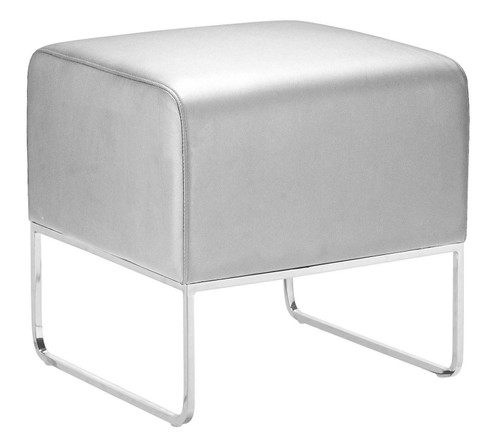 Plush Ottoman in Silver, Chrome (339|103008)