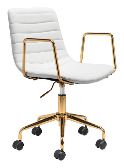 Eric Office Chair in White, Gold (339|101785)